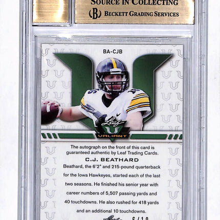 2017 Leaf Valiant Yellow C.J. Beathard #BACJB BGS 9.5 Auto 10 Gold /10
