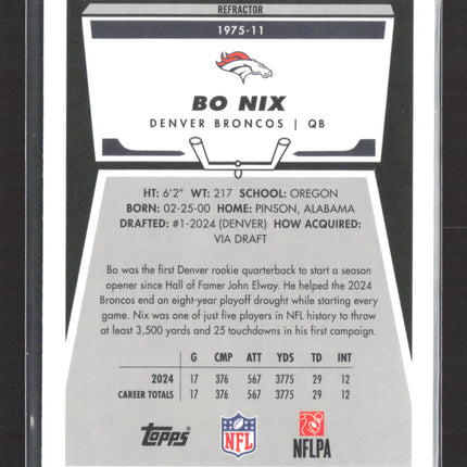 2025 Topps Chrome Bo Nix #1975-11 Refractor