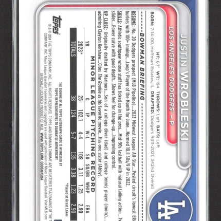 2024 Topps Bowman Chrome Justin Wrobleski #CPA-JW 1st Bowman Auto