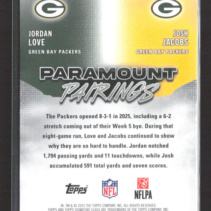 2025 Topps Composite Paramount Pairings Josh Jacobs Jordan Love #PP-20