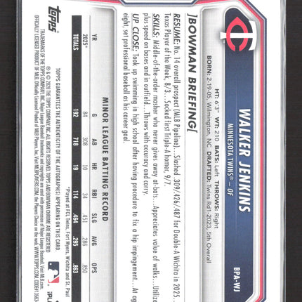 2024 Bowman Walker Jenkins #BPA-WJ Purple 044/250 Auto
