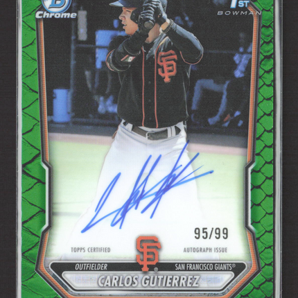 2026 Bowman Chrome Carlos Gutierrez #CPA-CGU Green Reptilian 95/99 Auto