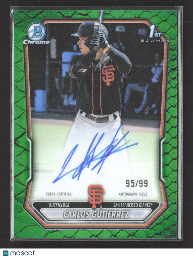 2026 Bowman Chrome Carlos Gutierrez #CPA-CGU Green Reptilian 95/99 Auto