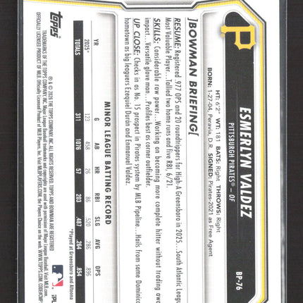 2026 Bowman Esmerlyn Valdez #BP-76 Yellow Score Card /75