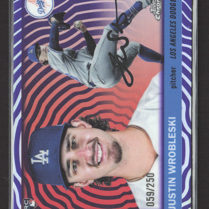 2025 Topps Chrome Platinum Justin Wrobleski #393 Purple RayWave RC /250
