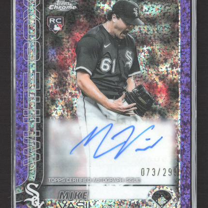 2025 Topps Chrome Mike Vasil #AC-MVA Purple Speckle Refractor RC 073/299 Auto