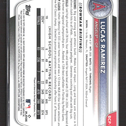 2025 Bowman Chrome Prospects Lucas Ramirez #BCP-135 Pink Mojo Refractor 104/199