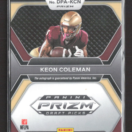 2024 Panini Prizm Draft Picks Keon Coleman #DPA-KCN Red RC Auto