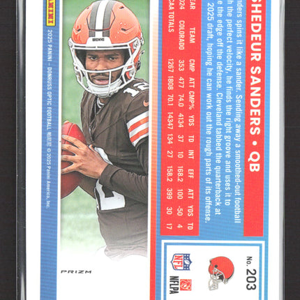 2025 Panini Donruss Optic Prizm Shedeur Sanders #203 Blue Hyper