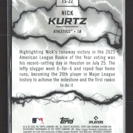 2026 Bowman Chrome Electric Sluggers Nick Kurtz #ES-22 Gold Refractor 19/50