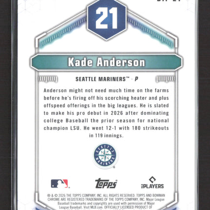 2026 Bowman Chrome Top 100 Kade Anderson #BTP-21 Gold Refractor 04/50