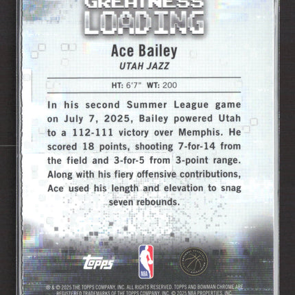 2025 Bowman Chrome Greatness Loading Ace Bailey #GL-5 RC