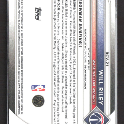 2025 Bowman Chrome University Will Riley #BCV-21 Mojo Refractor RC