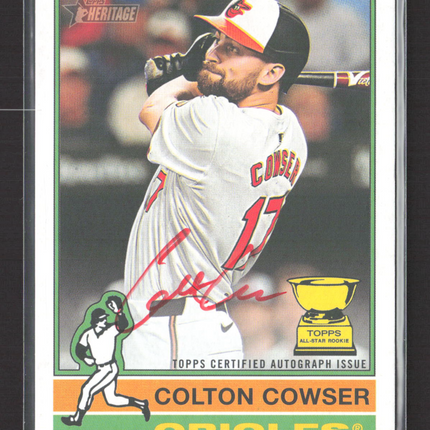 2025 Topps Heritage Colton Cowser #ROA-CC Red Ink 40/76 Real One Auto