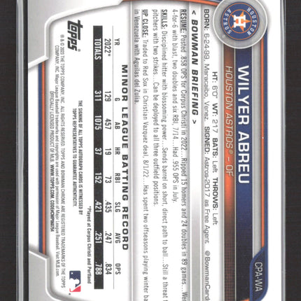 2023 Bowman Chrome Wilyer Abreu #CPA-WA 1st Bowman Auto