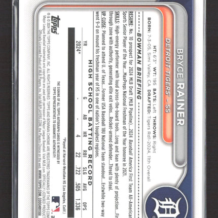 2024 Bowman Chrome Bryce Rainer #CPA-BR 1st Bowman Auto
