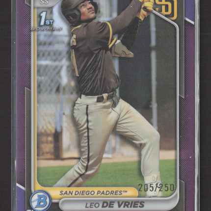 2024 Bowman Chrome Leo De Vries #BCP-179 Purple Refractor 1st Bowman 205/250