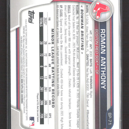 2023 Bowman Roman Anthony #BP-71 Fuchsia 1st Bowman 114/299