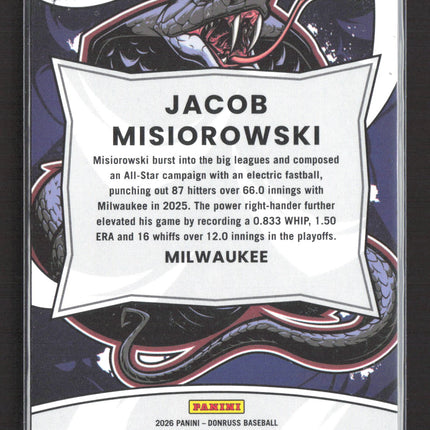 2026 Panini Donruss Baseball Unleashed Jacob Misiorowski #11 Blue Ice 41/49