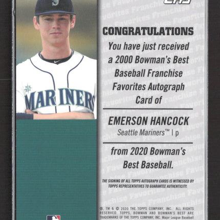 2020 Bowman's Best Franchise Favorites Emerson Hancock #FFA-EH 026/250 Auto