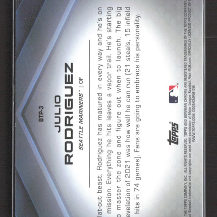 2022 Bowman Chrome Top 100 Julio Rodriguez #BTP-3 Green Refractor 29/99