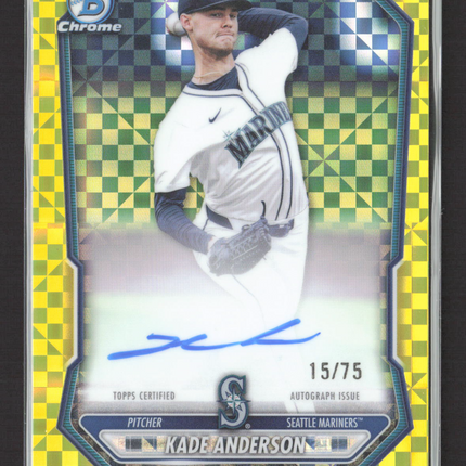 2026 Bowman Chrome Kade Anderson #CPA-KAN Yellow Xfractor 15/75 Auto