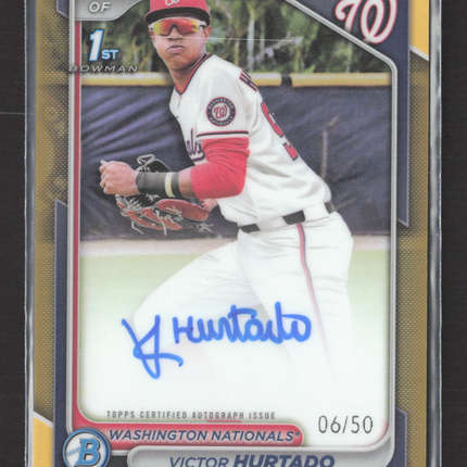 2024 Bowman Chrome Victor Hurtado #CPA-VH Gold Refractor 1st Bowman 06/50 Auto