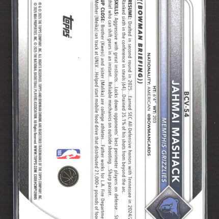 2025 Bowman Chrome University Jahmai Mashack #BCV-54 Purple Mojo RC 019/215