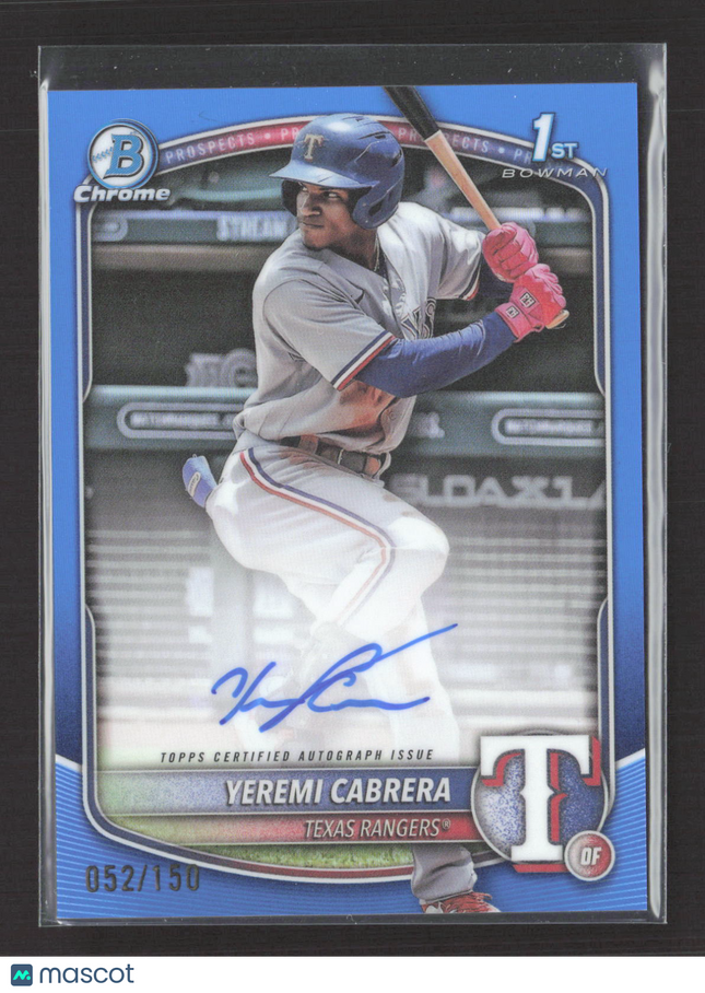 2025 Bowman Chrome Yeremi Cabrera #CPA-YC Blue Refractor 052/150 Auto