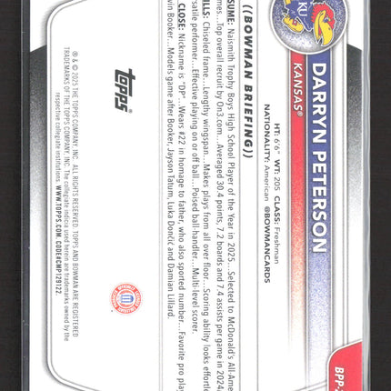 2025 Bowman University Chrome Basketball Darryn Peterson #BPP-2