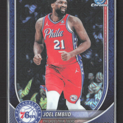 2025 Topps Bowman Chrome University Joel Embiid #BCV-67 Blue Mojo 038/175