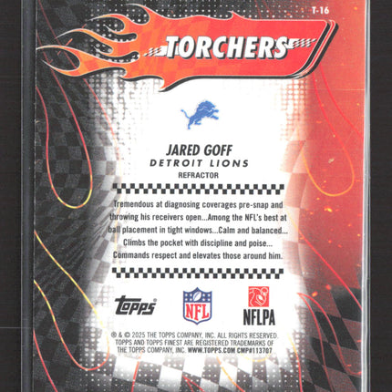 2025 Topps Finest Torchers Jared Goff #T-16 Refractor