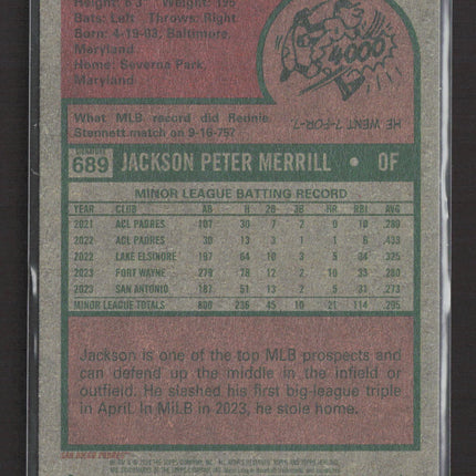 2024 Topps Heritage Jackson Merrill #689 RC No Signature Variation