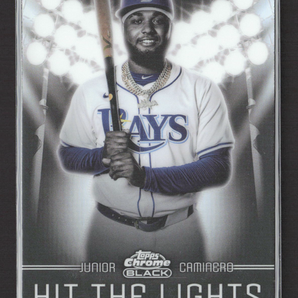 2025 Topps Chrome Black Hit the Lights Junior Caminero #HTL-27