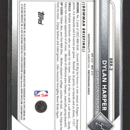 2025 Bowman Chrome University Dylan Harper #BRR-2 RC Red logo