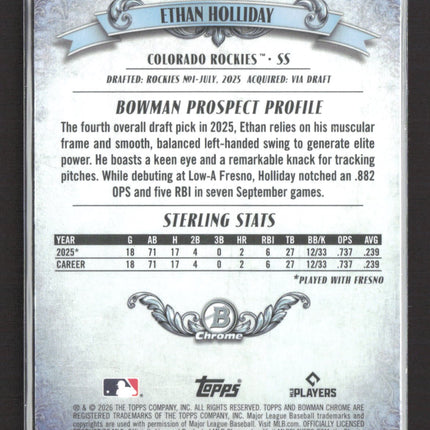 2026 Topps Bowman Sterling Chrome Ethan Holliday #BST-11 Mojo