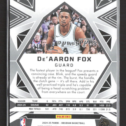 2025 Panini Obsidian De'Aaron Fox #135 Orange 110/125