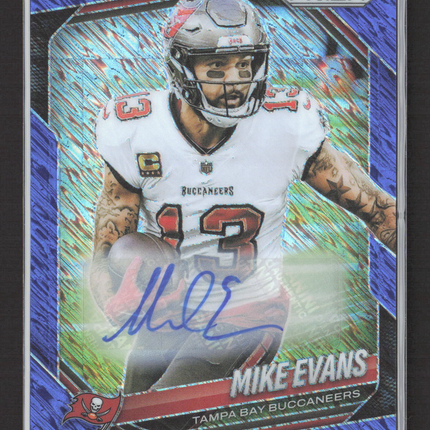 2025 Panini Prizm Football Mike Evans #225 Blue Shimmer /25 Auto