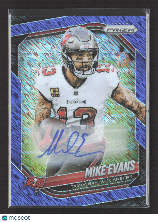 2025 Panini Prizm Football Mike Evans #225 Blue Shimmer /25 Auto