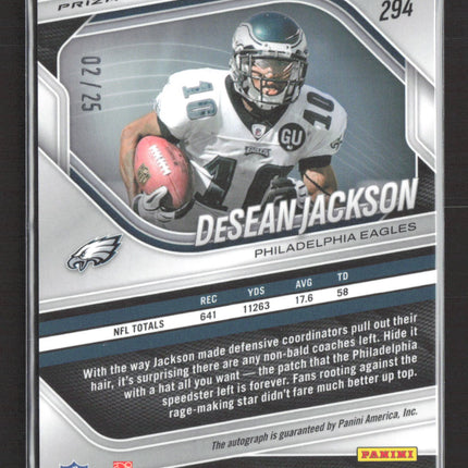 2025 Panini Prizm Football DeSean Jackson #294 Blue Shimmer Auto /25