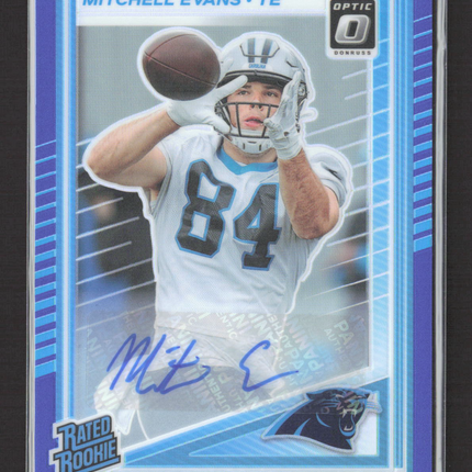 2025 Panini Donruss Optic Football Mitchell Evans #254 Purple 069/149 Auto