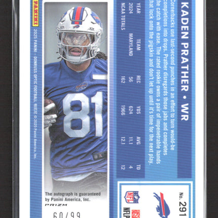 2025 Panini Donruss Optic Kaden Prather #291 Red 60/99 Auto