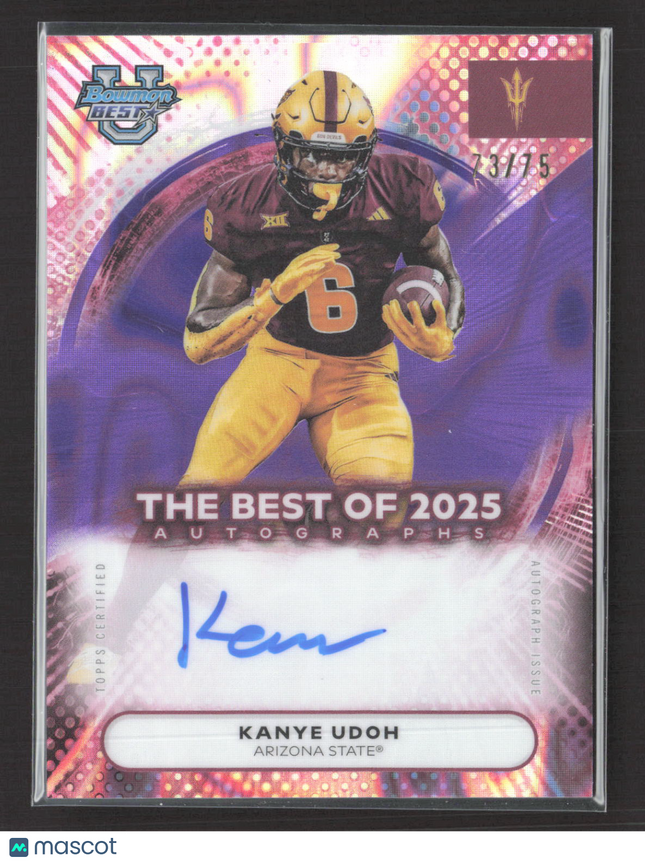 2025 Topps Bowman University's Best Kanye Udoh #BOA-KUD Purple Auto /75