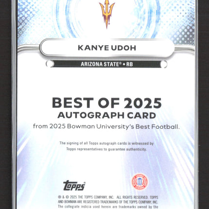 2025 Topps Bowman University's Best Kanye Udoh #BOA-KUD Purple Auto /75
