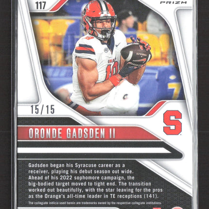 2025 Panini Prizm Draft Picks Oronde Gadsden II #117 Gold Shimmer RC 15/15