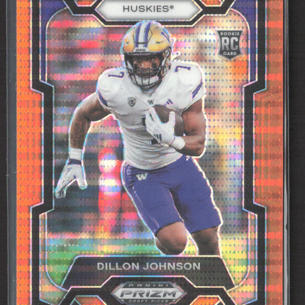 2024 Panini Prizm Draft Picks Dillon Johnson #173 Orange Pulsar RC /49