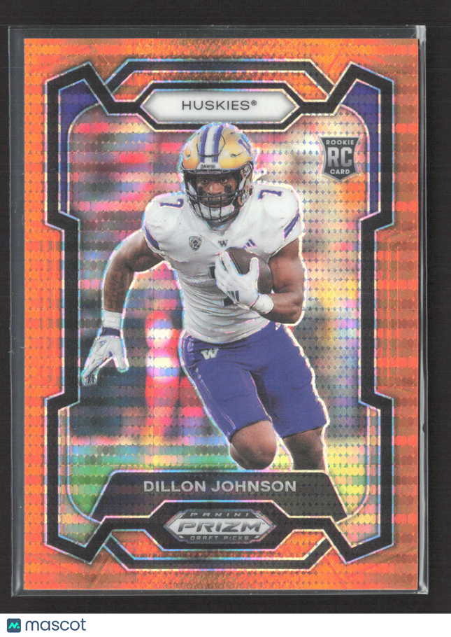 2024 Panini Prizm Draft Picks Dillon Johnson #173 Orange Pulsar RC /49