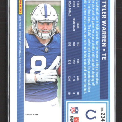 2025 Panini Donruss Optic Tyler Warren #234 Red Mojo