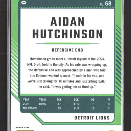 2024 Panini Donruss Optic Prizm Aidan Hutchinson #68 Pink Velocity 50/80