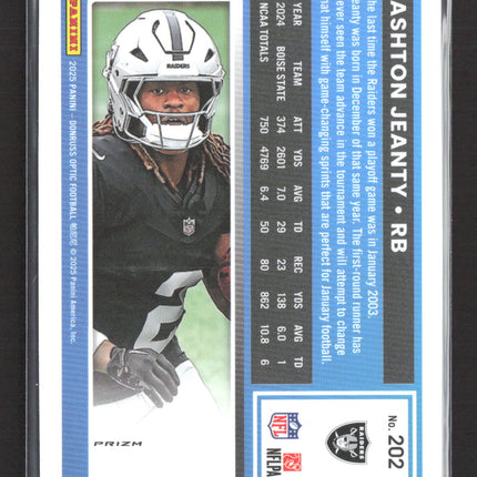 2025 Panini Donruss Optic Football Prizm Ashton Jeanty #202 HOlo